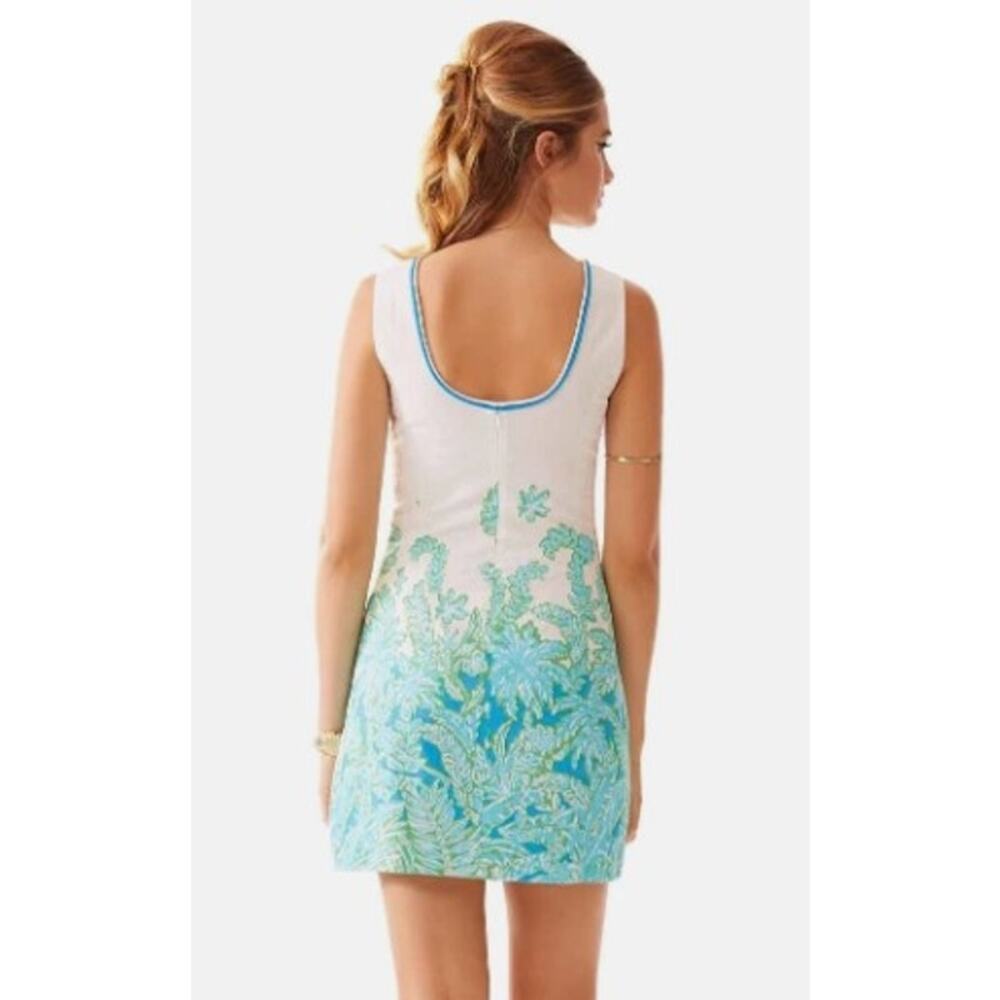 Lilly Pulitzer Carlow Shift Mini Dress Size 6 Resort White Palm Party Blue - Picture 5 of 12